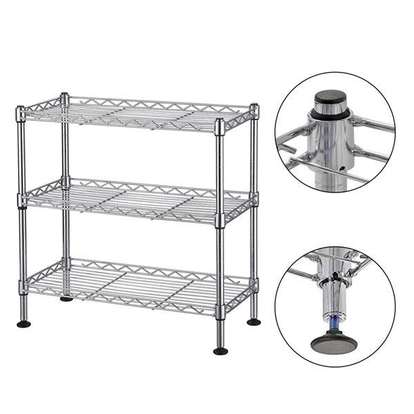 3 - Tier Adjustable Metal Kitchen Shelf - Free Standing Organizer for Countertops & Pantry