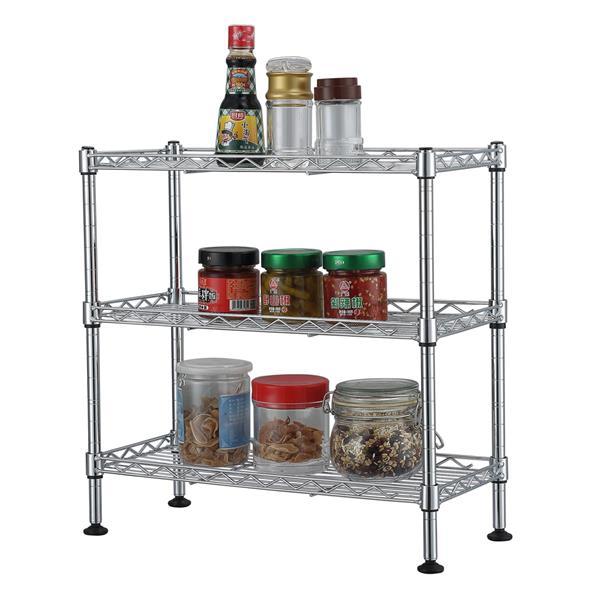 3 - Tier Adjustable Metal Kitchen Shelf - Free Standing Organizer for Countertops & Pantry