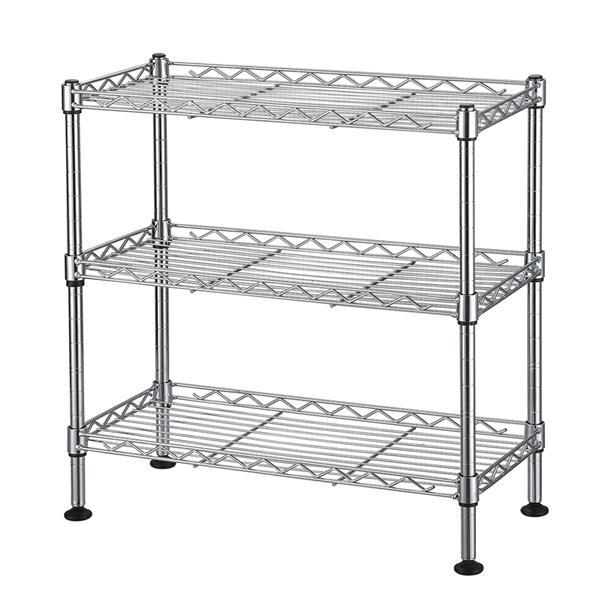 3 - Tier Adjustable Metal Kitchen Shelf - Free Standing Organizer for Countertops & Pantry