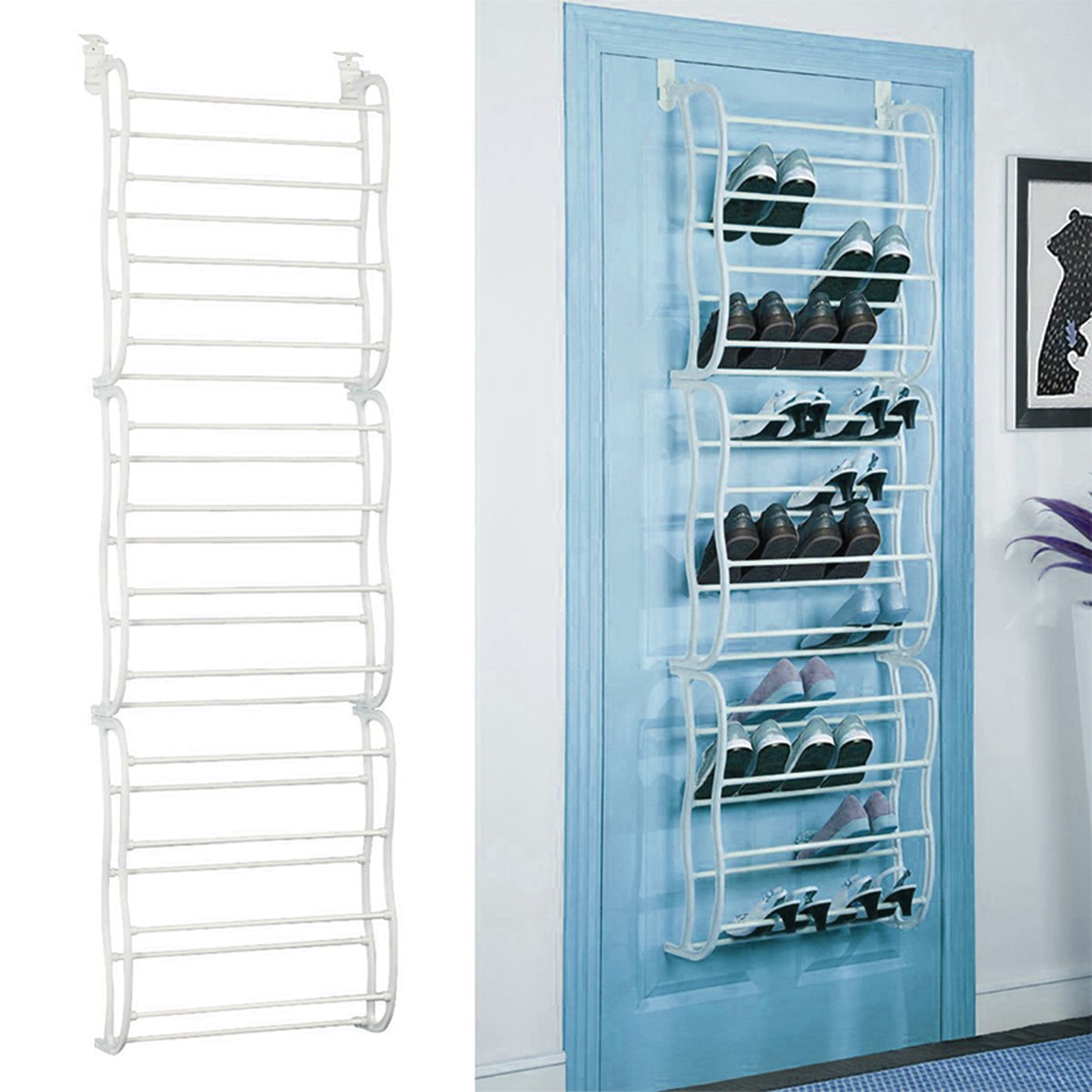 Over - the - Door Shoe Rack - 36 Pair Storage Organizer