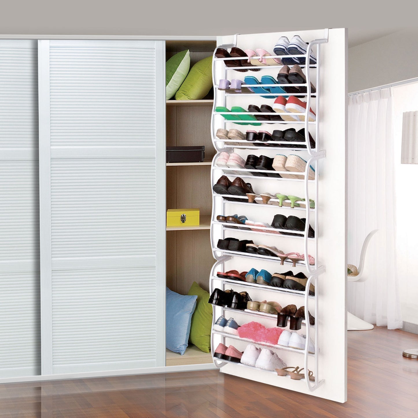 Over - the - Door Shoe Rack - 36 Pair Storage Organizer