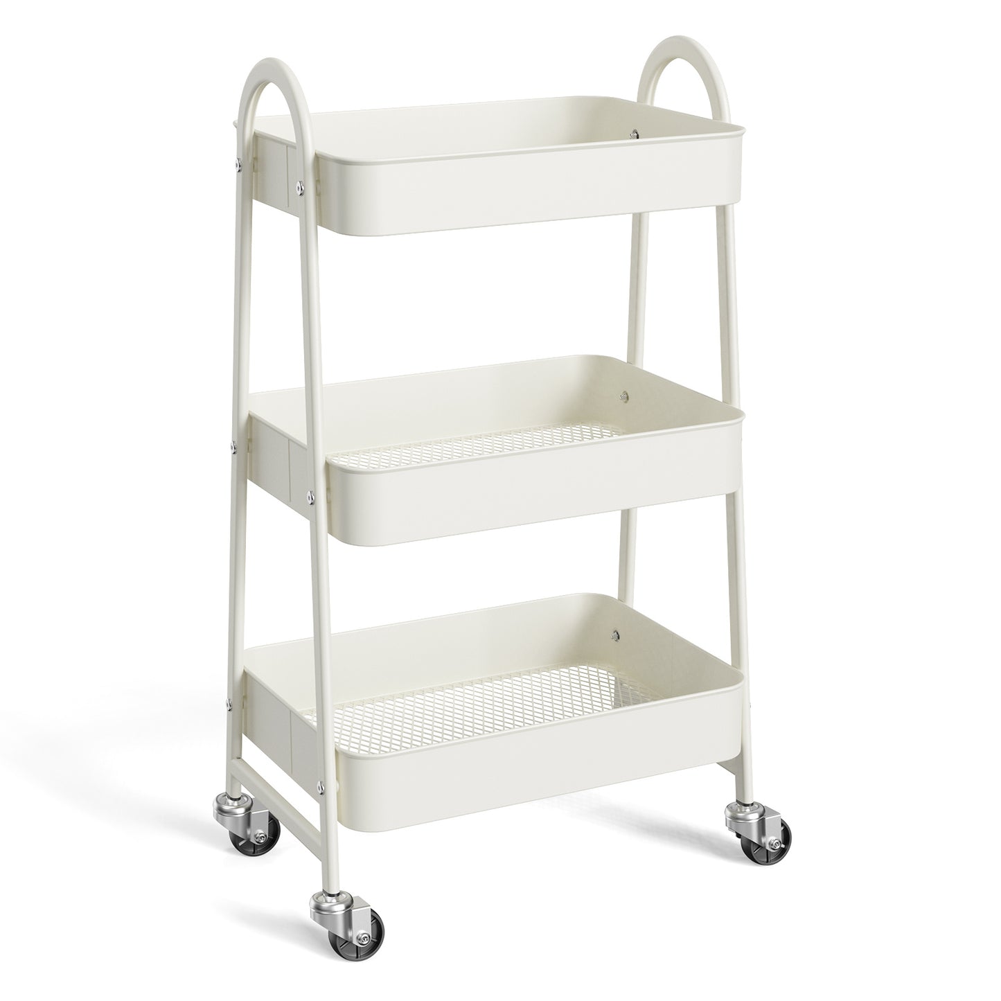 3 - Tier Metal Rolling Cart - Multi - Purpose Storage for Kitchen, Bathroom & Living Room