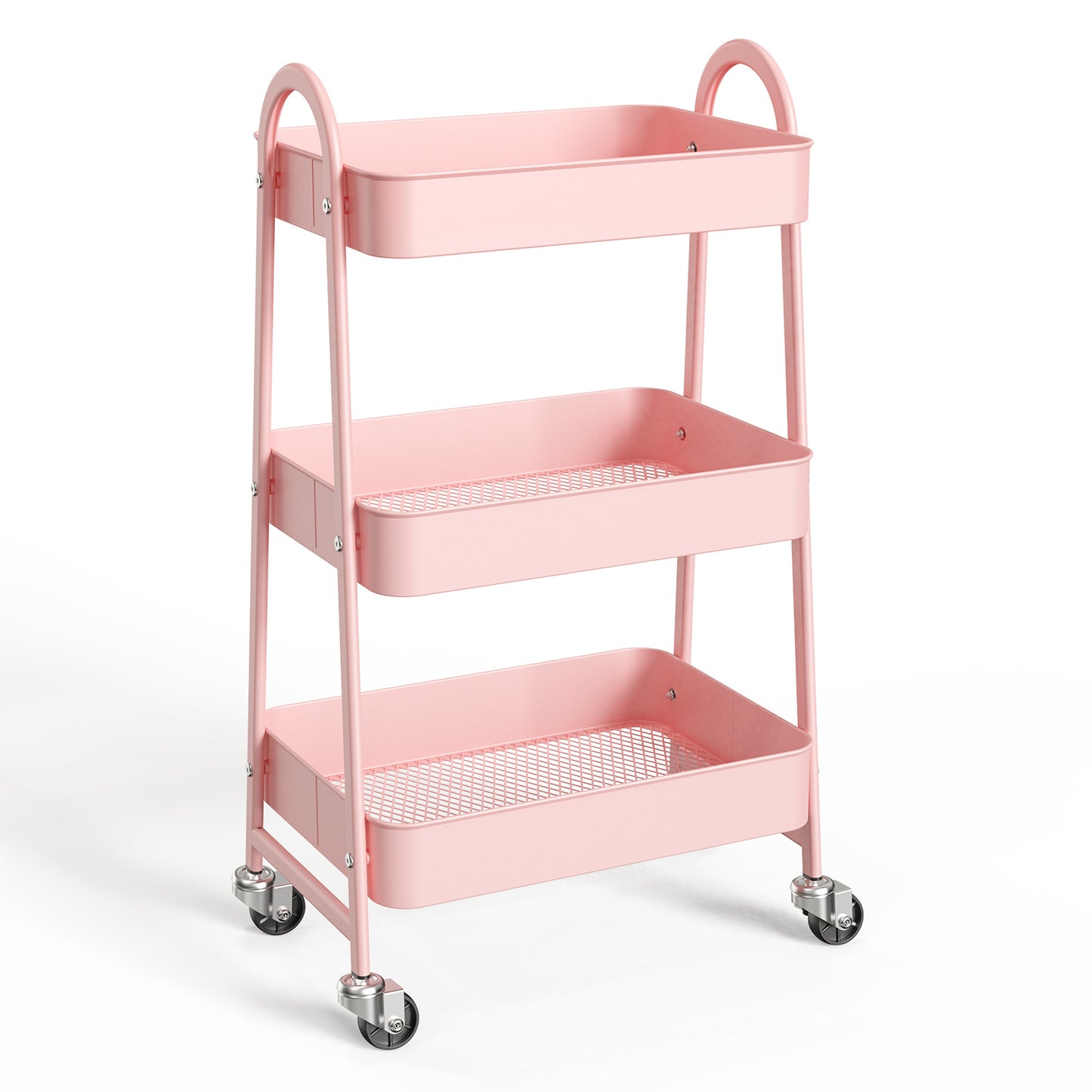 3 - Tier Metal Rolling Cart - Multi - Purpose Storage for Kitchen, Bathroom & Living Room