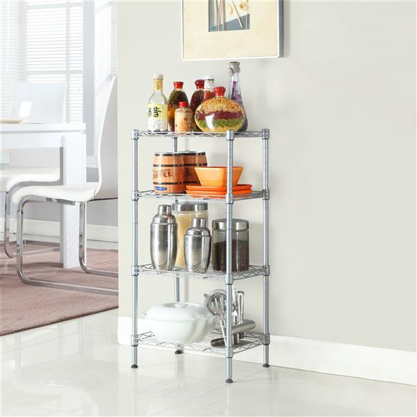 4 - Tier Metal Storage Rack - Freestanding Organizer for Kitchen, Pantry, or Garage