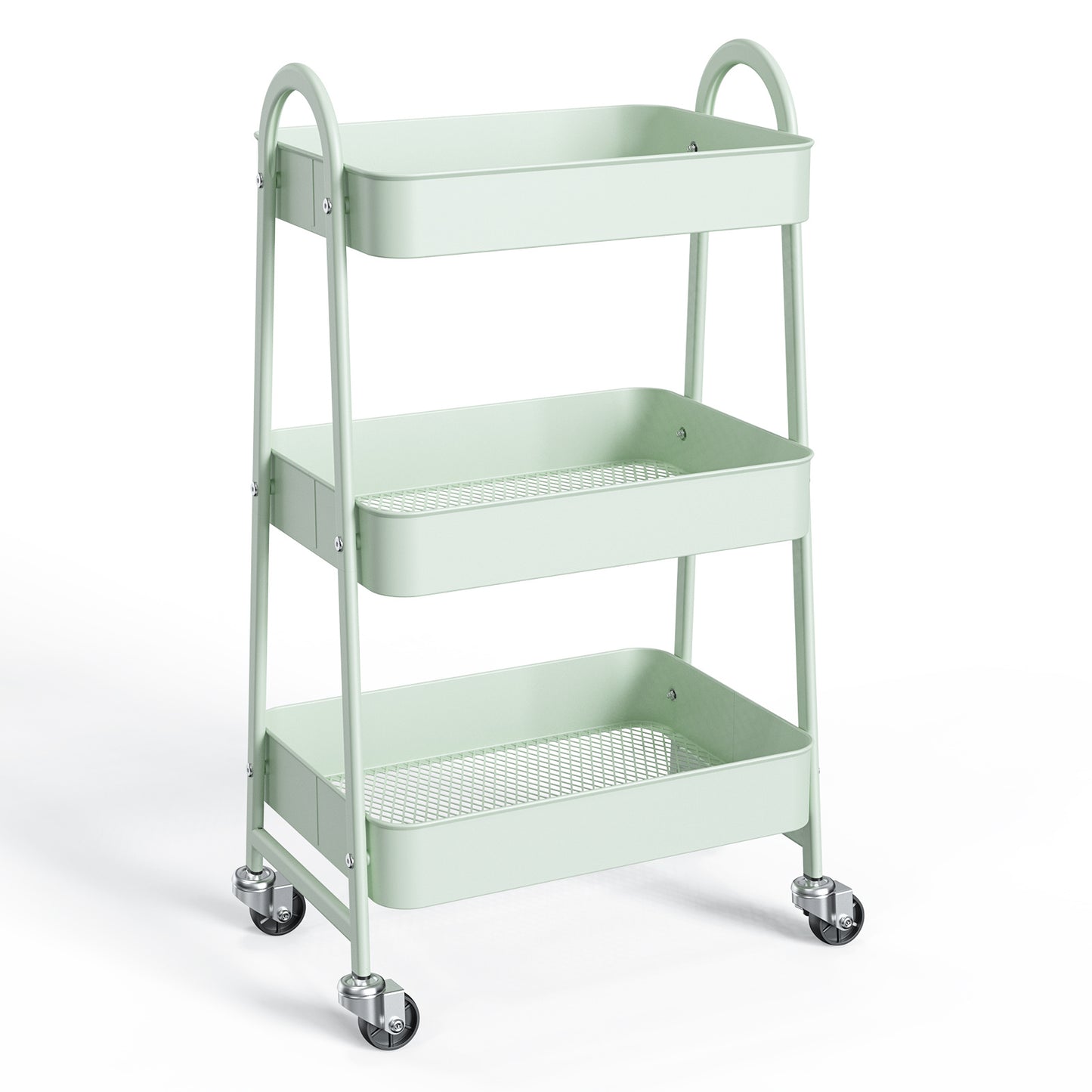 3 - Tier Metal Rolling Cart - Multi - Purpose Storage for Kitchen, Bathroom & Living Room