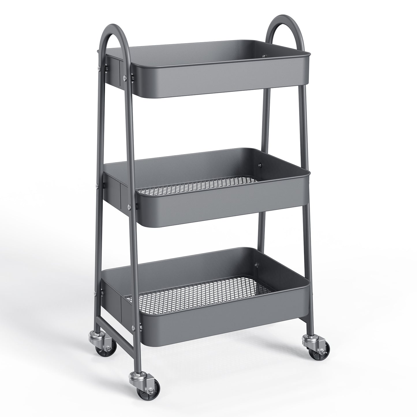 3 - Tier Metal Rolling Cart - Multi - Purpose Storage for Kitchen, Bathroom & Living Room