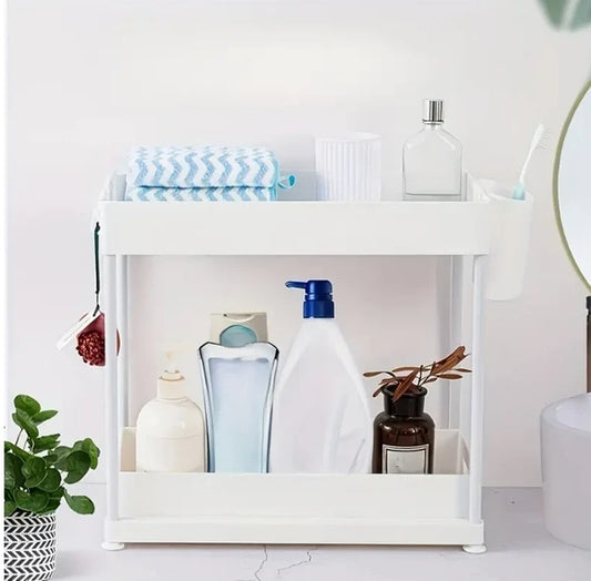 Multipurpose 2 - Tier Caddy Storage Organizer with Sliding Bottom Tray