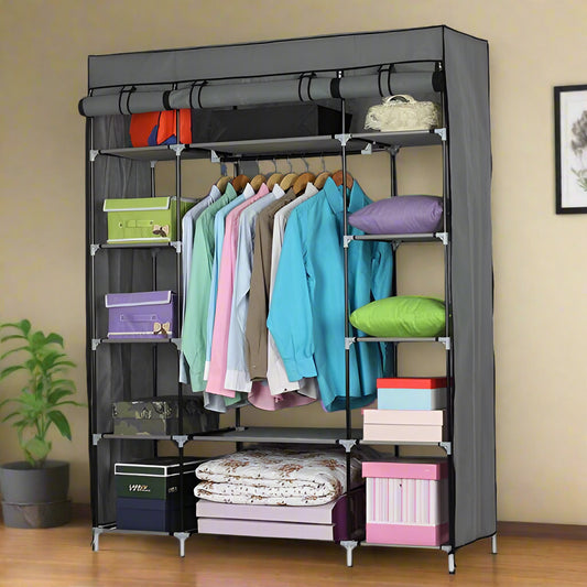 5 - Tier 12 Grid Non-Woven Fabric Wardrobe/ Portable Closet for Dorms, Apartments, or any living space