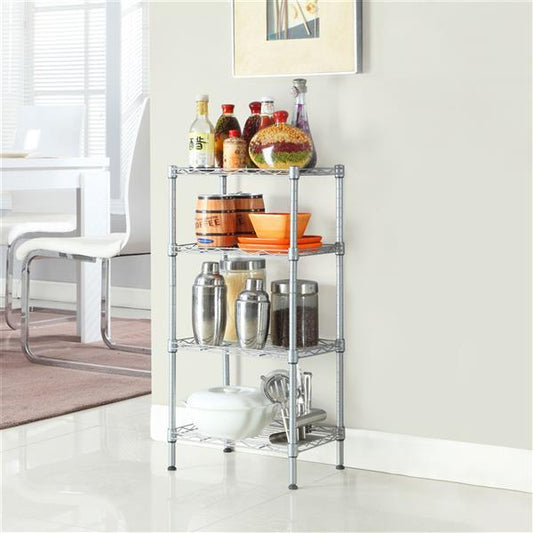 4 - Tier Metal Storage Rack - Freestanding Organizer for Kitchen, Pantry, or Garage